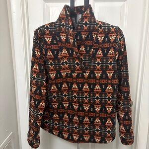 Men's Geometric Pattern Jacket in Black and Orange